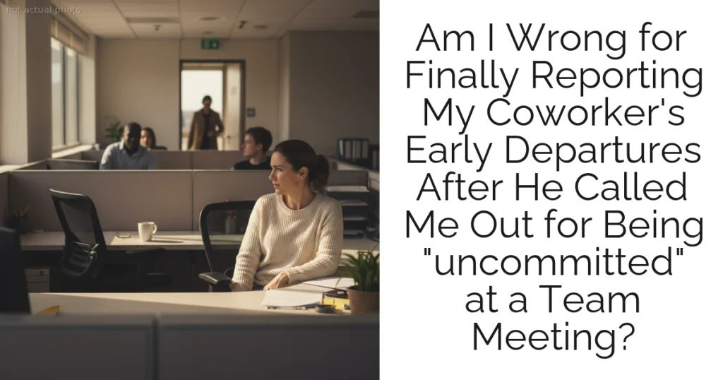 Am I Wrong for Finally Reporting My Coworker's Early Departures After He Called Me Out for Being "uncommitted" at a Team Meeting?