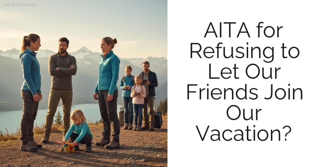 AITA for Refusing to Let Our Friends Join Our Vacation?
