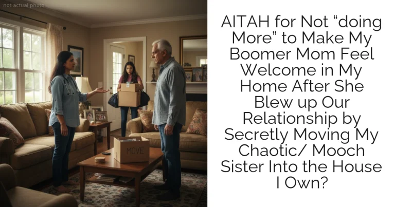 AITAH for Not “doing More” to Make My Boomer Mom Feel Welcome in My Home After She Blew up Our Relationship by Secretly Moving My Chaotic/ Mooch Sister Into the House I Own?