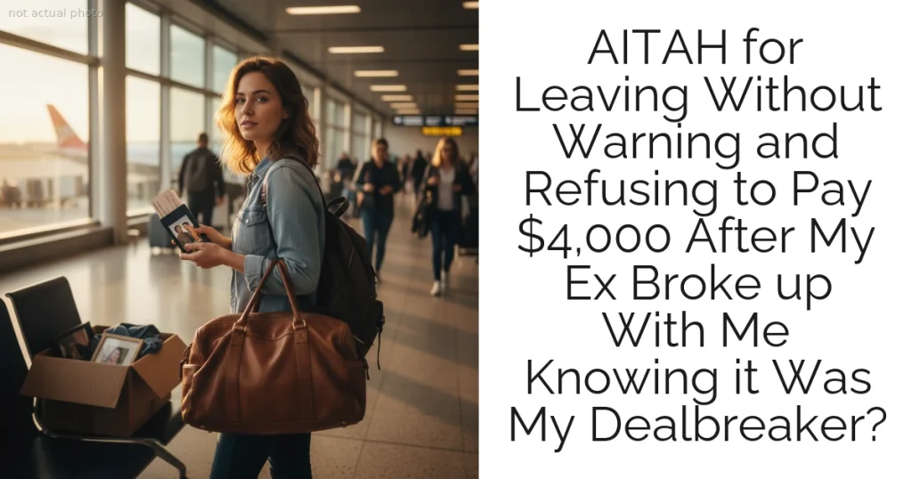 AITAH for Leaving Without Warning and Refusing to Pay $4,000 After My Ex Broke up With Me Knowing it Was My Dealbreaker?