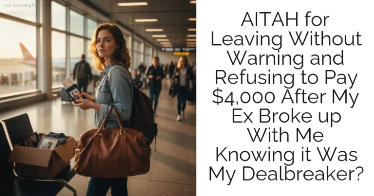 AITAH for Leaving Without Warning and Refusing to Pay $4,000 After My Ex Broke up With Me Knowing it Was My Dealbreaker?