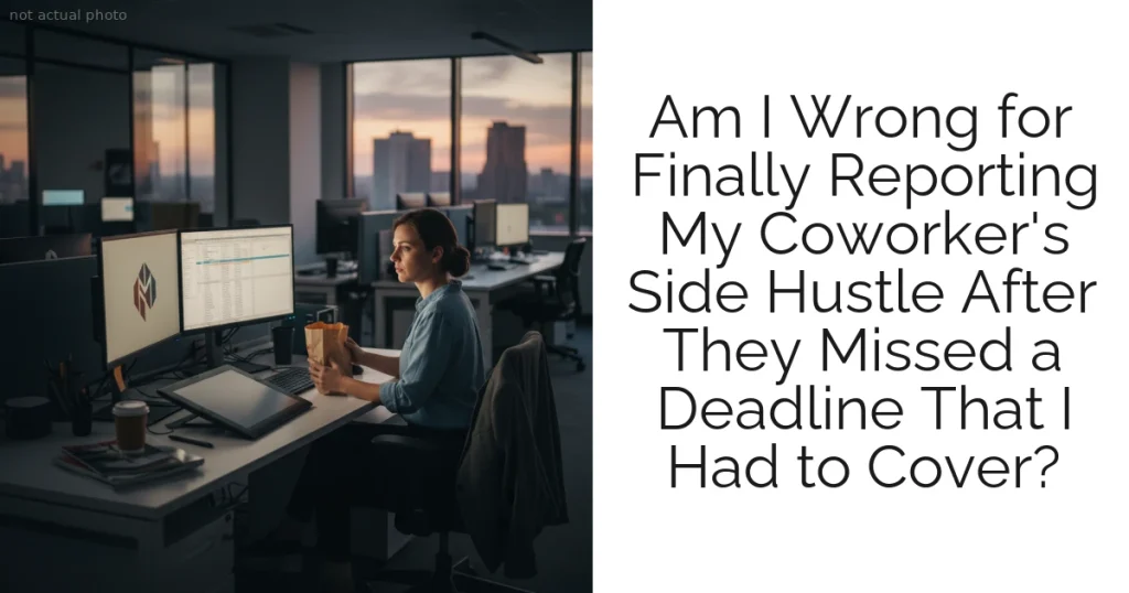 Am I Wrong for Finally Reporting My Coworker's Side Hustle After They Missed a Deadline That I Had to Cover?