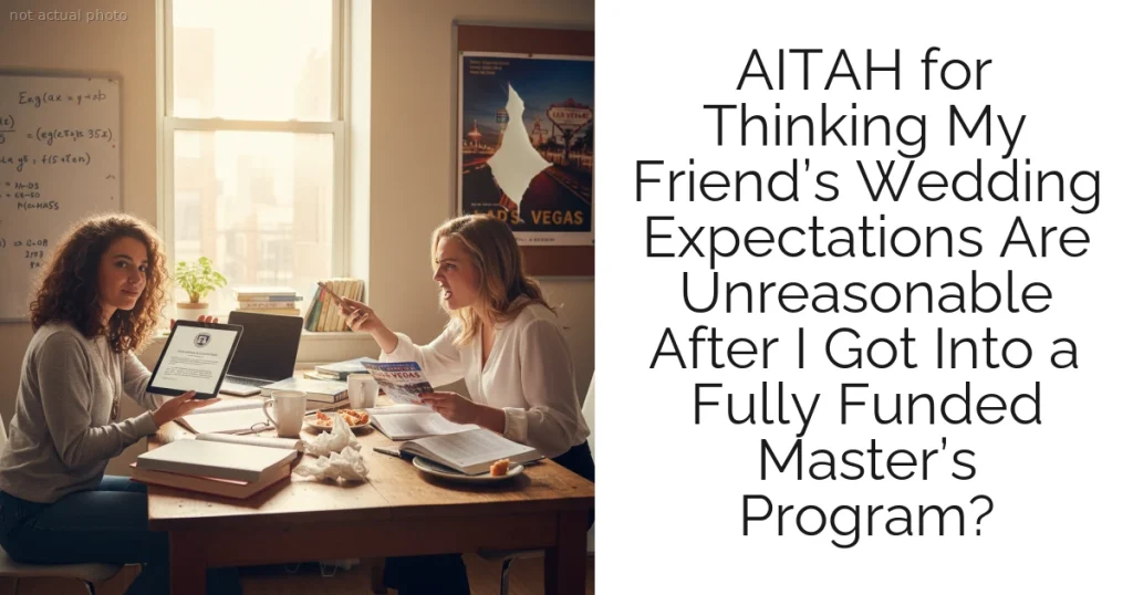 AITAH for Thinking My Friend’s Wedding Expectations Are Unreasonable After I Got Into a Fully Funded Master’s Program?