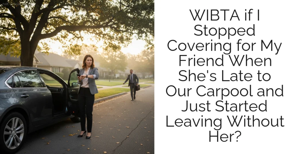 WIBTA if I Stopped Covering for My Friend When She's Late to Our Carpool and Just Started Leaving Without Her?