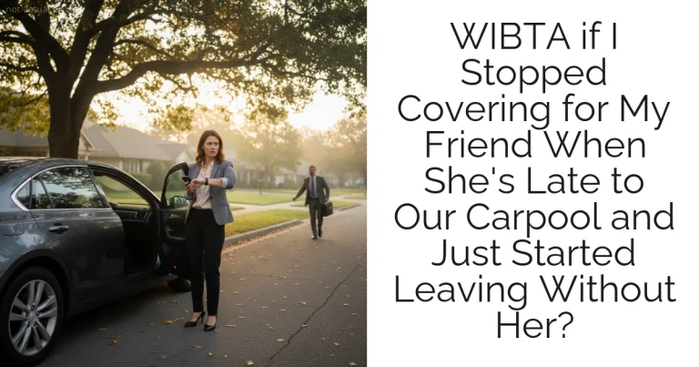 WIBTA if I Stopped Covering for My Friend When She's Late to Our Carpool and Just Started Leaving Without Her?