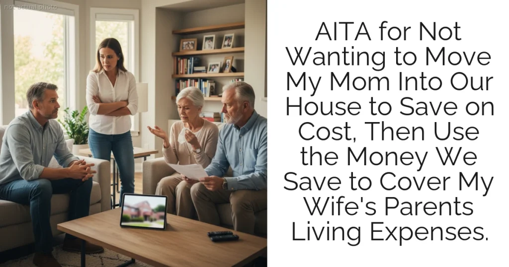 AITA for Not Wanting to Move My Mom Into Our House to Save on Cost, Then Use the Money We Save to Cover My Wife's Parents Living Expenses.