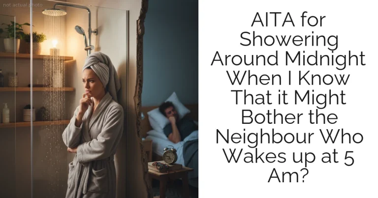 AITA for Showering Around Midnight When I Know That it Might Bother the Neighbour Who Wakes up at 5 Am?