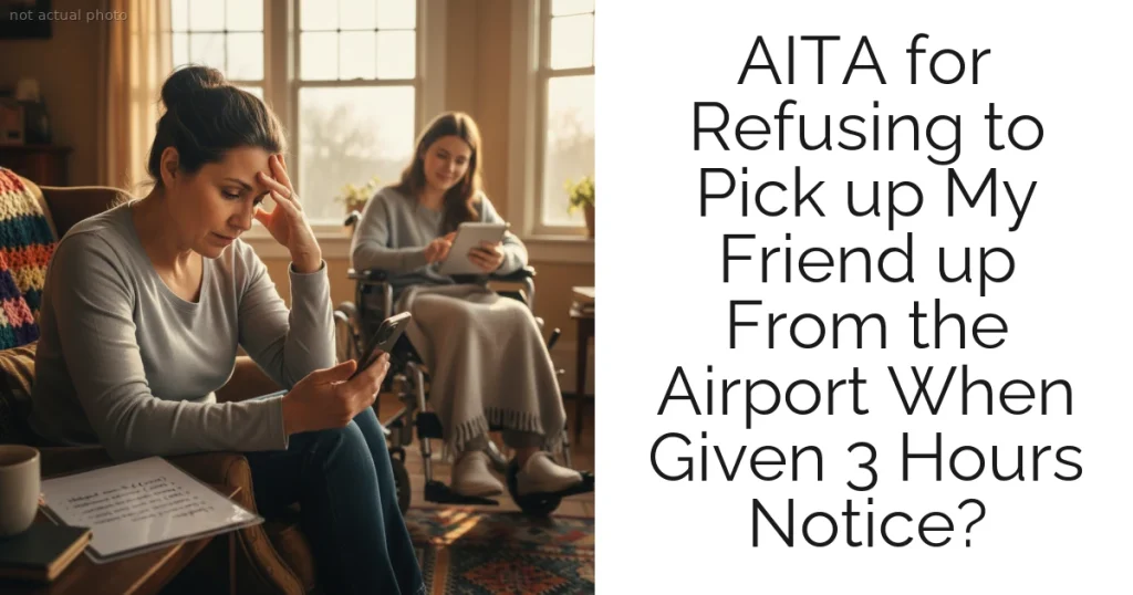 AITA for Refusing to Pick up My Friend up From the Airport When Given 3 Hours Notice?
