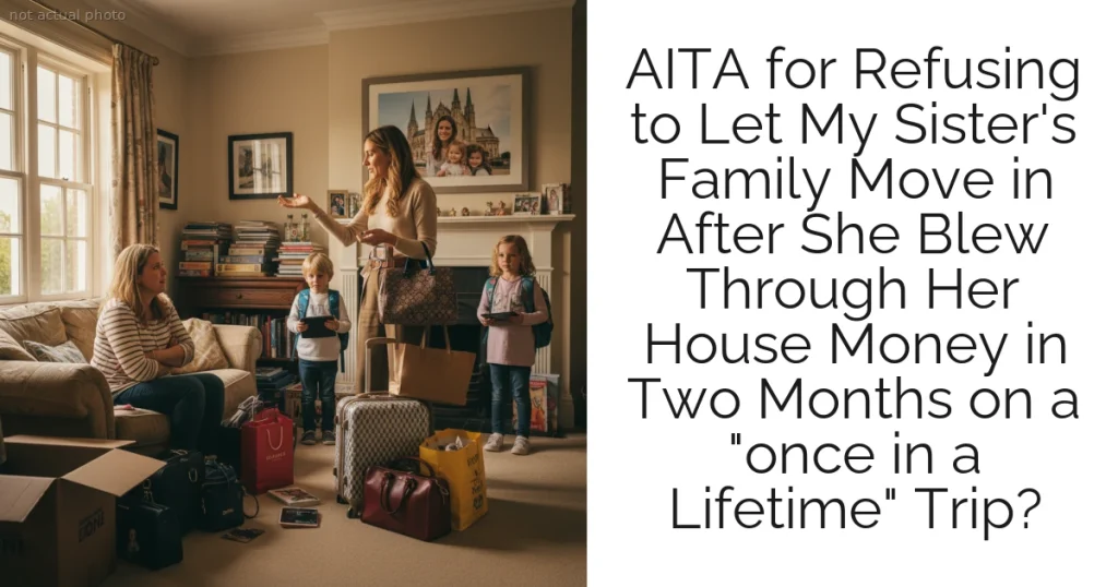 AITA for Refusing to Let My Sister's Family Move in After She Blew Through Her House Money in Two Months on a "once in a Lifetime" Trip?