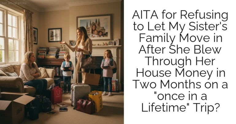 AITA for Refusing to Let My Sister's Family Move in After She Blew Through Her House Money in Two Months on a "once in a Lifetime" Trip?
