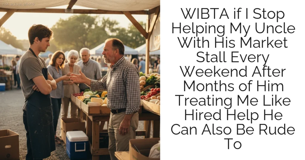 WIBTA if I Stop Helping My Uncle With His Market Stall Every Weekend After Months of Him Treating Me Like Hired Help He Can Also Be Rude To