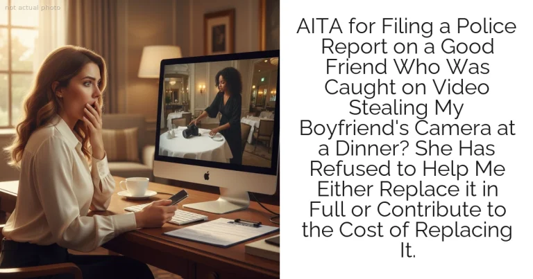 AITA for Filing a Police Report on a Good Friend Who Was Caught on Video Stealing My Boyfriend's Camera at a Dinner? She Has Refused to Help Me Either Replace it in Full or Contribute to the Cost of Replacing It.