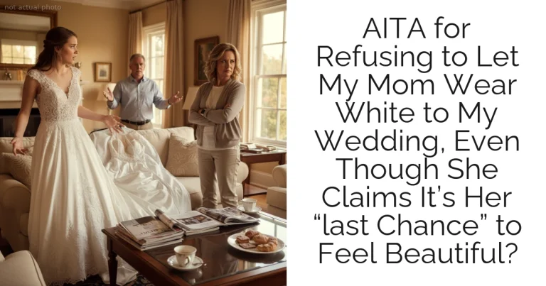 AITA for Refusing to Let My Mom Wear White to My Wedding, Even Though She Claims It’s Her “last Chance” to Feel Beautiful?