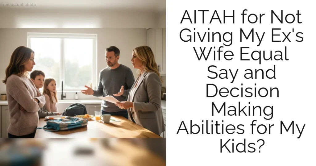 AITAH for Not Giving My Ex's Wife Equal Say and Decision Making Abilities for My Kids?