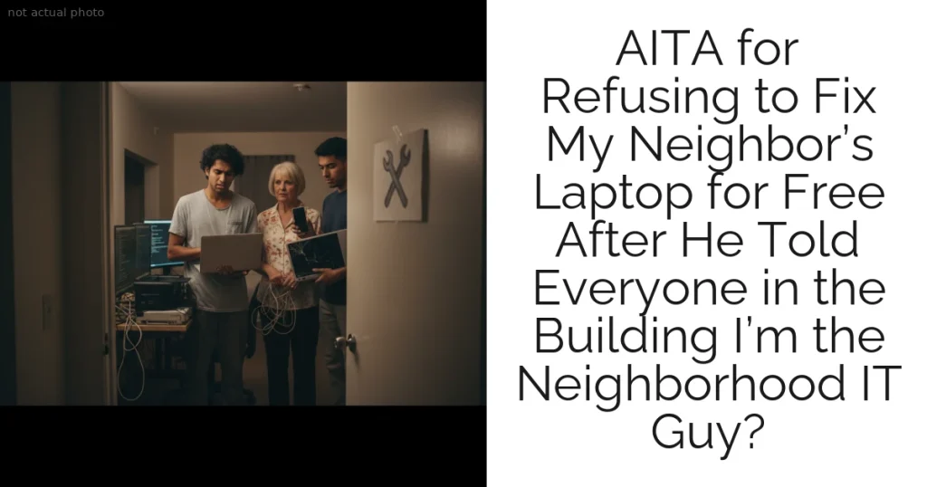 AITA for Refusing to Fix My Neighbor’s Laptop for Free After He Told Everyone in the Building I’m the Neighborhood IT Guy?