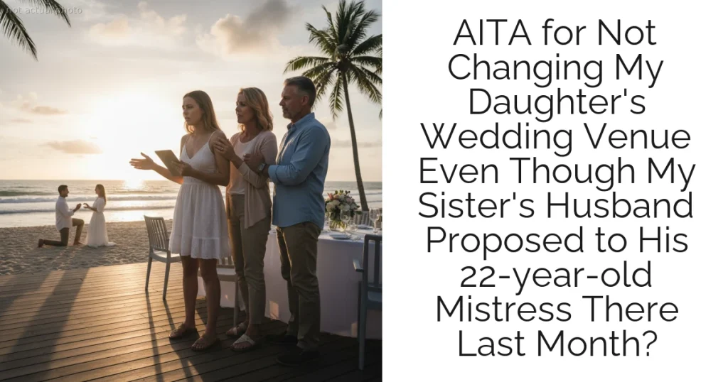 AITA for Not Changing My Daughter's Wedding Venue Even Though My Sister's Husband Proposed to His 22-year-old Mistress There Last Month?