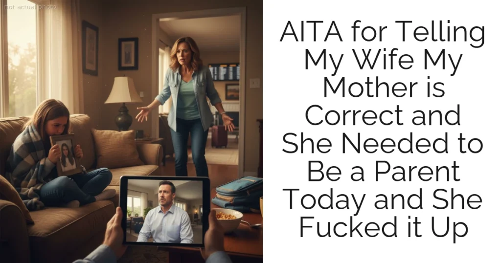 AITA for Telling My Wife My Mother is Correct and She Needed to Be a Parent Today and She Fucked it Up
