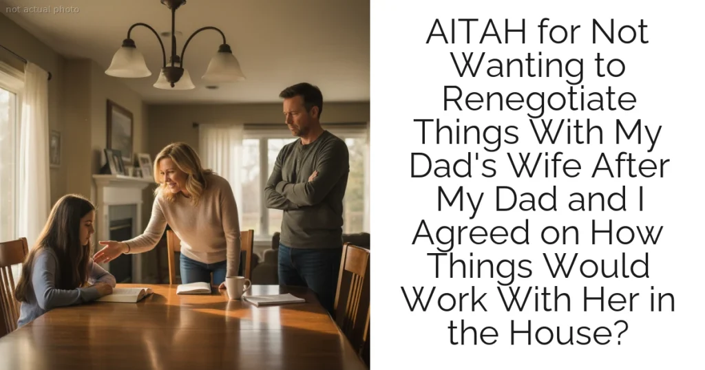 AITAH for Not Wanting to Renegotiate Things With My Dad's Wife After My Dad and I Agreed on How Things Would Work With Her in the House?