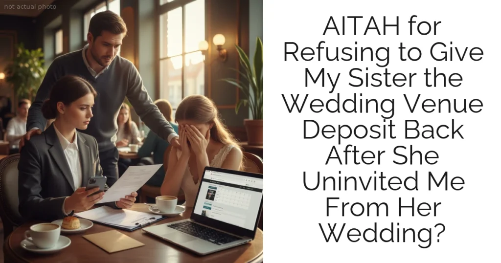 AITAH for Refusing to Give My Sister the Wedding Venue Deposit Back After She Uninvited Me From Her Wedding?