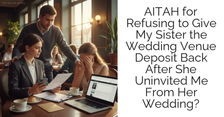 AITAH for Refusing to Give My Sister the Wedding Venue Deposit Back After She Uninvited Me From Her Wedding?