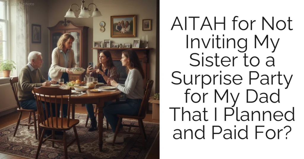 AITAH for Not Inviting My Sister to a Surprise Party for My Dad That I Planned and Paid For?