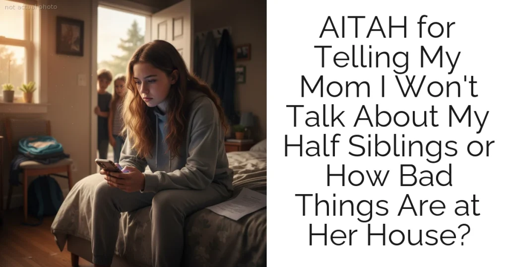 AITAH for Telling My Mom I Won't Talk About My Half Siblings or How Bad Things Are at Her House?