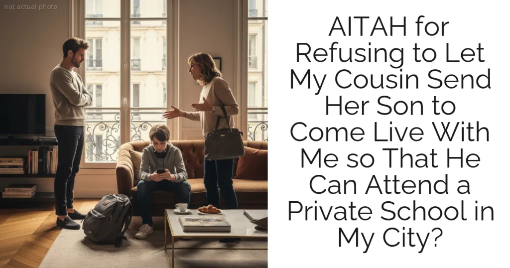 AITAH for Refusing to Let My Cousin Send Her Son to Come Live With Me so That He Can Attend a Private School in My City?
