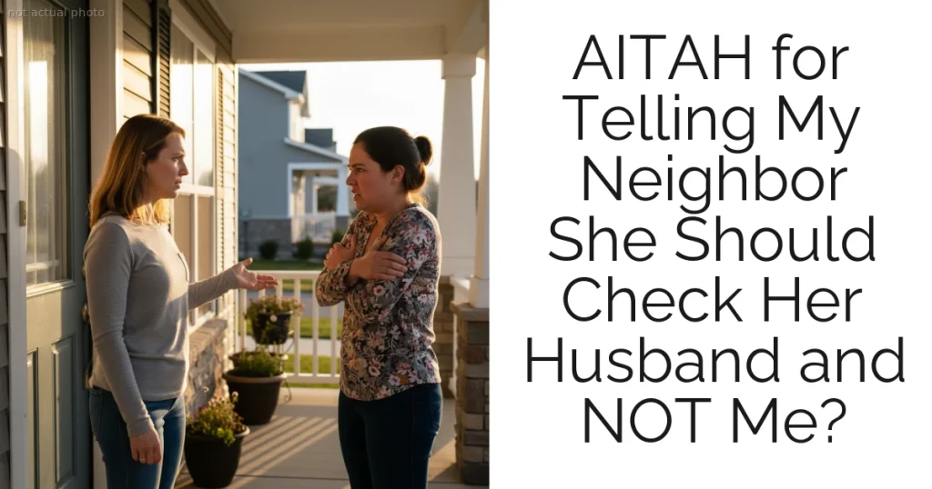 AITAH for Telling My Neighbor She Should Check Her Husband and NOT Me?