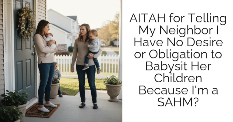 AITAH for Telling My Neighbor I Have No Desire or Obligation to Babysit Her Children Because I'm a SAHM?
