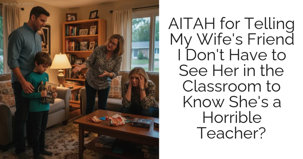 AITAH for Telling My Wife's Friend I Don't Have to See Her in the Classroom to Know She's a Horrible Teacher?