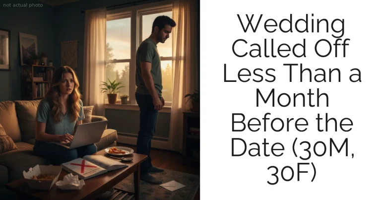 Wedding Called Off Less Than a Month Before the Date (30M, 30F)