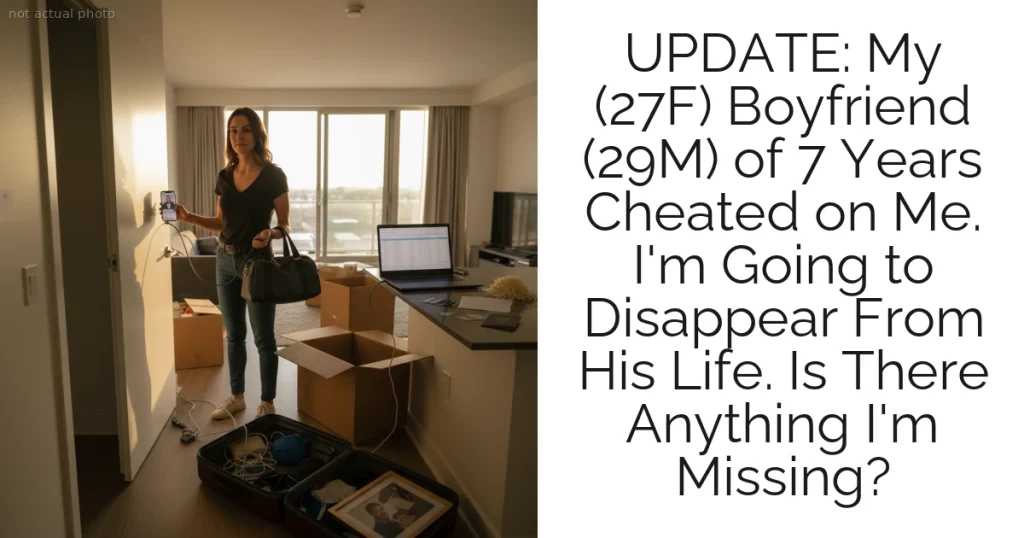 UPDATE: My (27F) Boyfriend (29M) of 7 Years Cheated on Me. I'm Going to Disappear From His Life. Is There Anything I'm Missing?