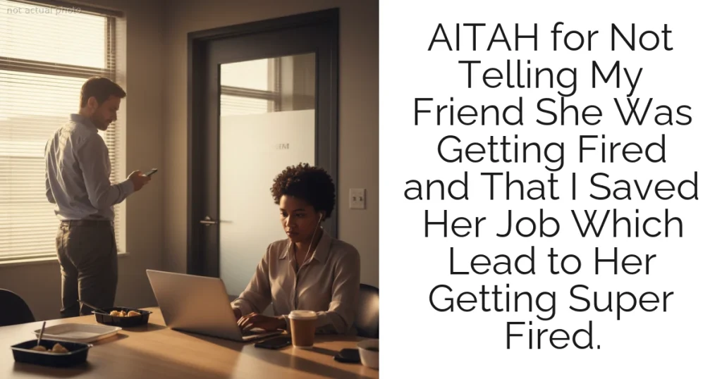 AITAH for Not Telling My Friend She Was Getting Fired and That I Saved Her Job Which Lead to Her Getting Super Fired.