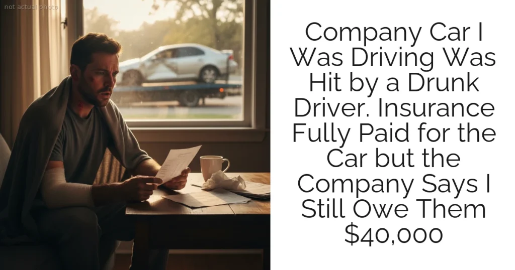 Company Car I Was Driving Was Hit by a Drunk Driver. Insurance Fully Paid for the Car but the Company Says I Still Owe Them $40,000