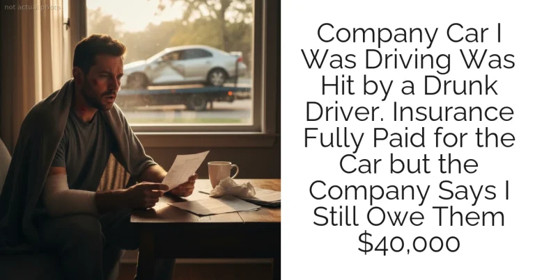 Company Car I Was Driving Was Hit by a Drunk Driver. Insurance Fully Paid for the Car but the Company Says I Still Owe Them $40,000
