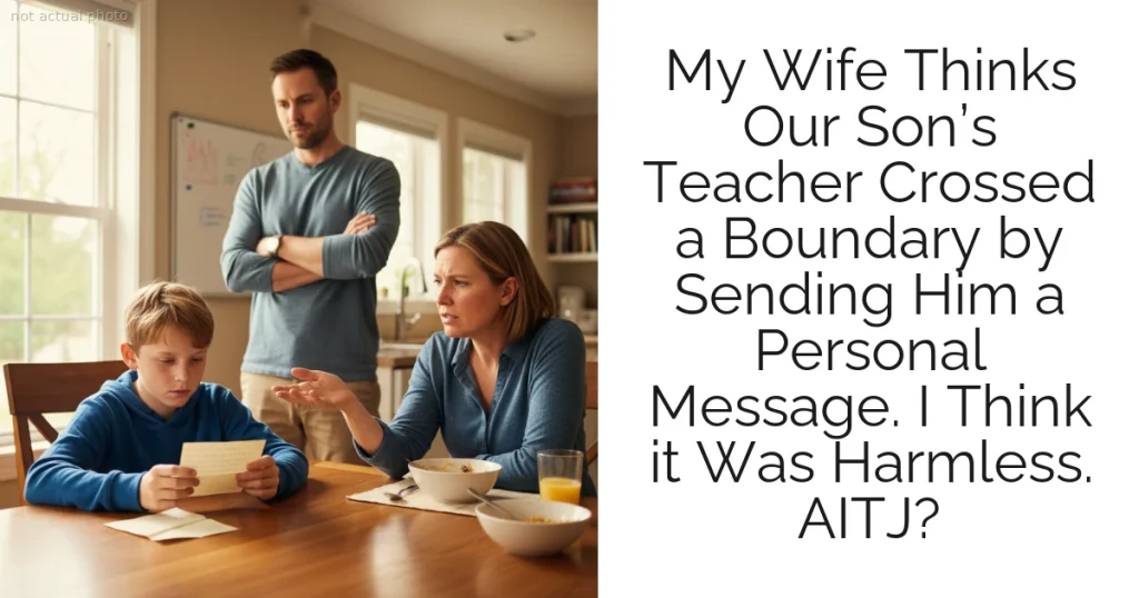 My Wife Thinks Our Son’s Teacher Crossed a Boundary by Sending Him a Personal Message. I Think it Was Harmless. AITJ?