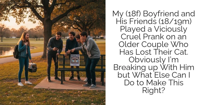 My (18f) Boyfriend and His Friends (18/19m) Played a Viciously Cruel Prank on an Older Couple Who Has Lost Their Cat. Obviously I’m Breaking up With Him but What Else Can I Do to Make This Right?