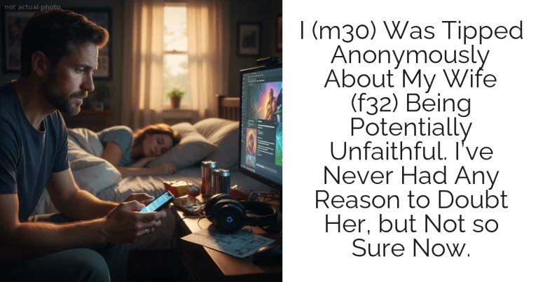 I (m30) Was Tipped Anonymously About My Wife (f32) Being Potentially Unfaithful. I’ve Never Had Any Reason to Doubt Her, but Not so Sure Now.