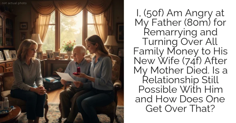 I, (50f) Am Angry at My Father (80m) for Remarrying and Turning Over All Family Money to His New Wife (74f) After My Mother Died.  Is a Relationship Still Possible With Him and How Does One Get Over That?