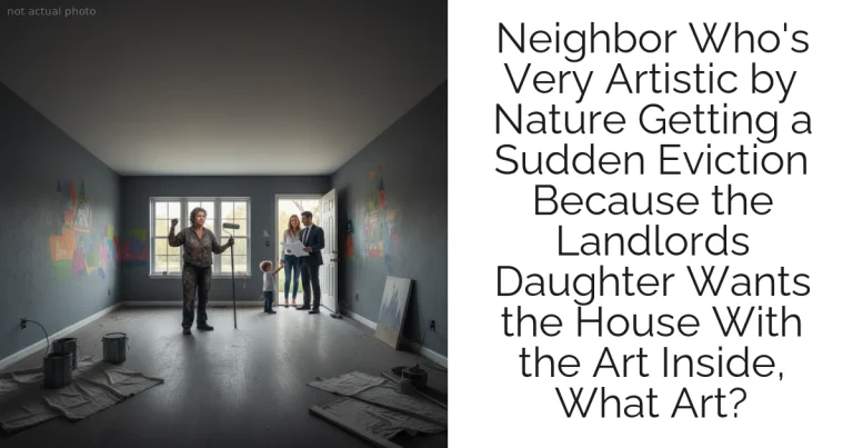 Neighbor Who's Very Artistic by Nature Getting a Sudden Eviction Because the Landlords Daughter Wants the House With the Art Inside, What Art?