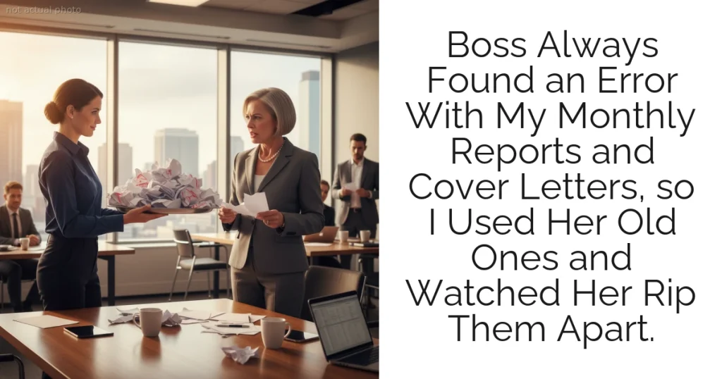Boss Always Found an Error With My Monthly Reports and Cover Letters, so I Used Her Old Ones and Watched Her Rip Them Apart.