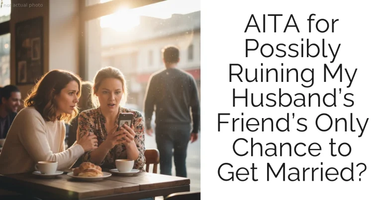 AITA for Possibly Ruining My Husband’s Friend’s Only Chance to Get Married?
