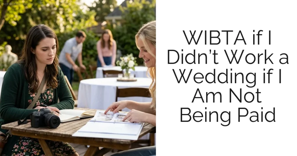 WIBTA if I Didn’t Work a Wedding if I Am Not Being Paid
