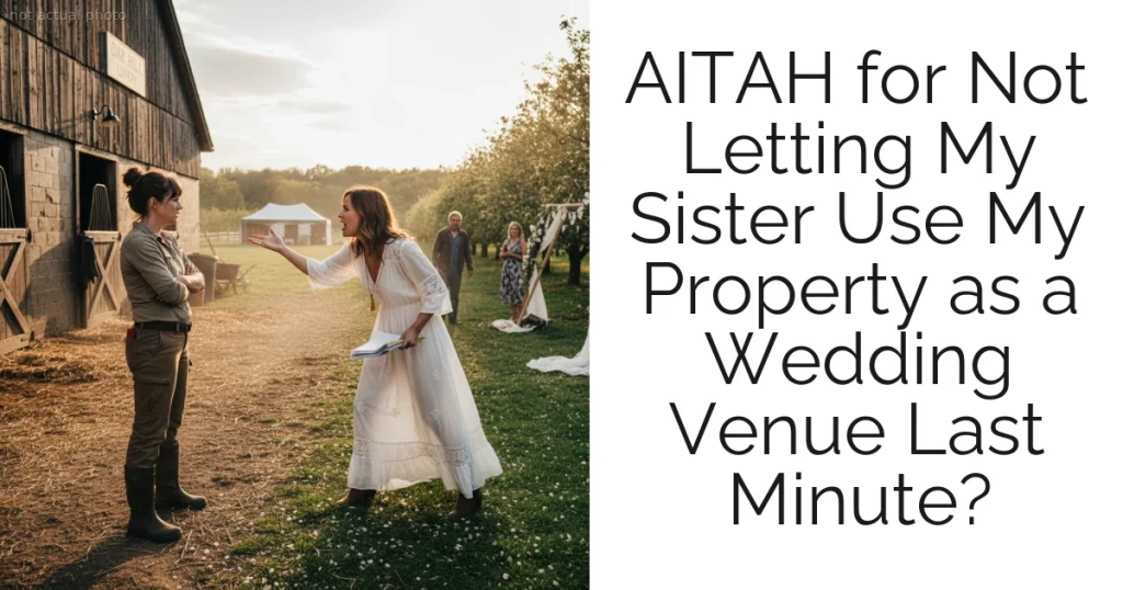 AITAH for Not Letting My Sister Use My Property as a Wedding Venue Last Minute?