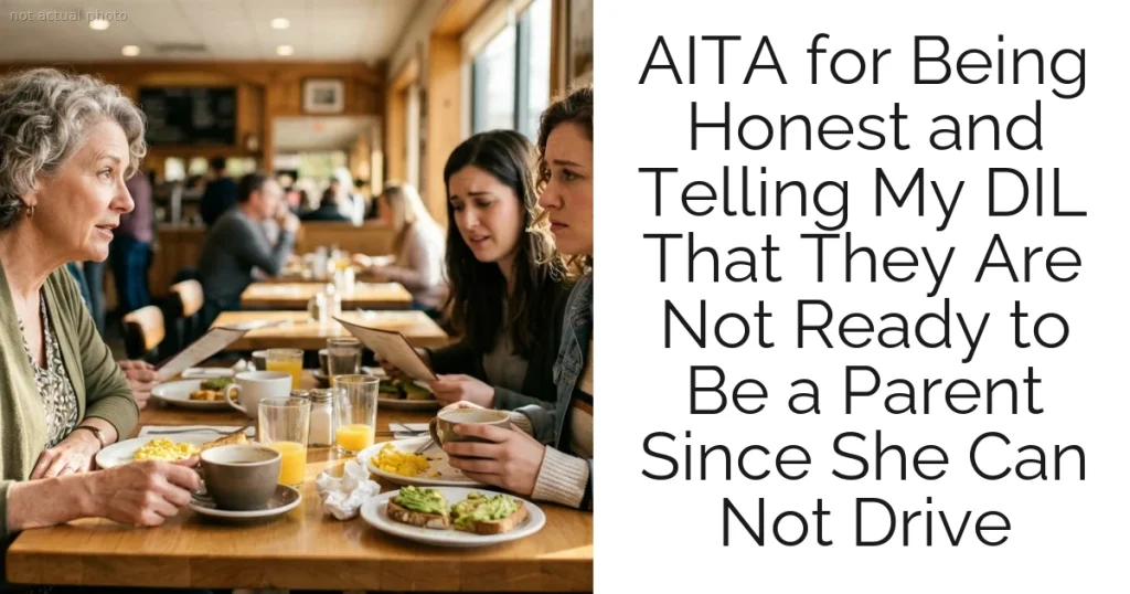 AITA for Being Honest and Telling My DIL That They Are Not Ready to Be a Parent Since She Can Not Drive