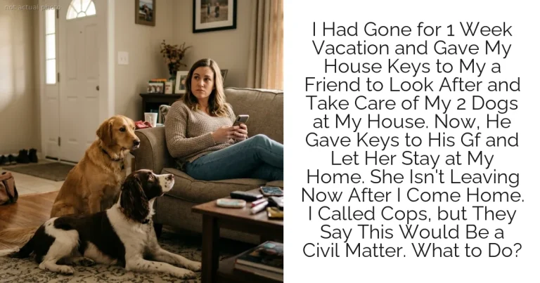 I Had Gone for 1 Week Vacation and Gave My House Keys to My a Friend to Look After and Take Care of My 2 Dogs at My House. Now, He Gave Keys to His Gf and Let Her Stay at My Home. She Isn't Leaving Now After I Come Home. I Called Cops, but They Say This Would Be a Civil Matter. What to Do?