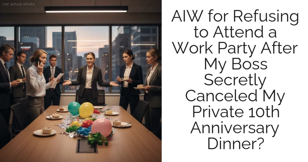 AIW for Refusing to Attend a Work Party After My Boss Secretly Canceled My Private 10th Anniversary Dinner?