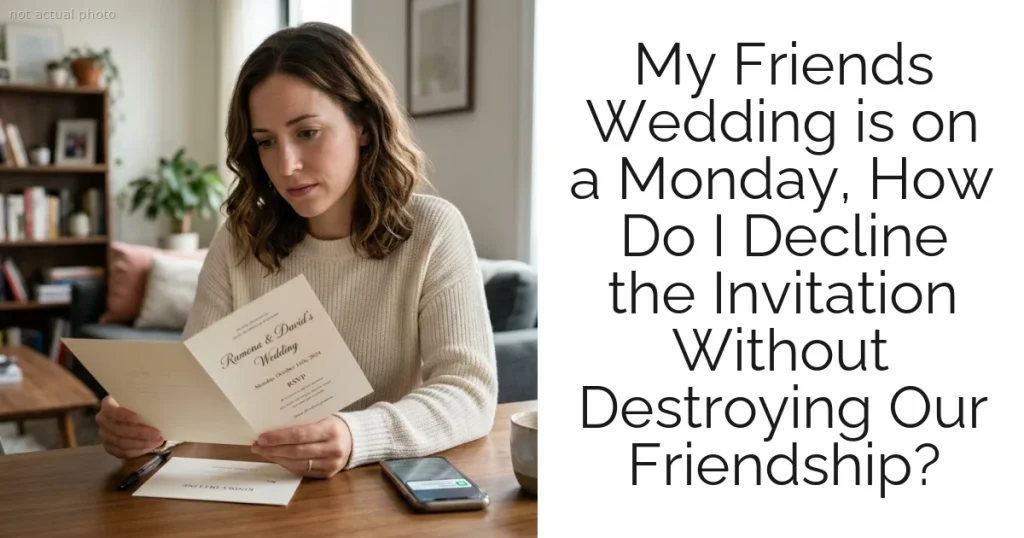 My Friends Wedding is on a Monday, How Do I Decline the Invitation Without Destroying Our Friendship?