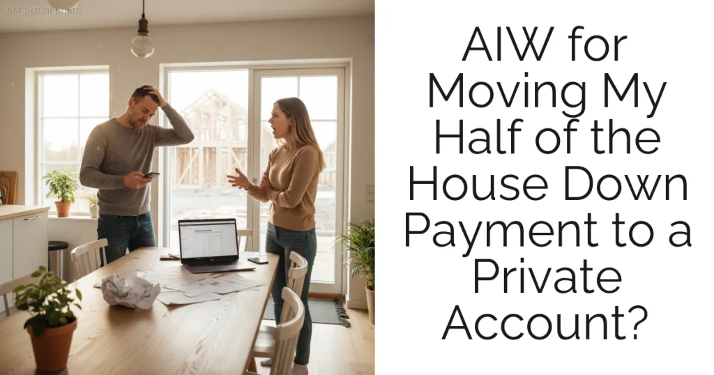 AIW for Moving My Half of the House Down Payment to a Private Account?