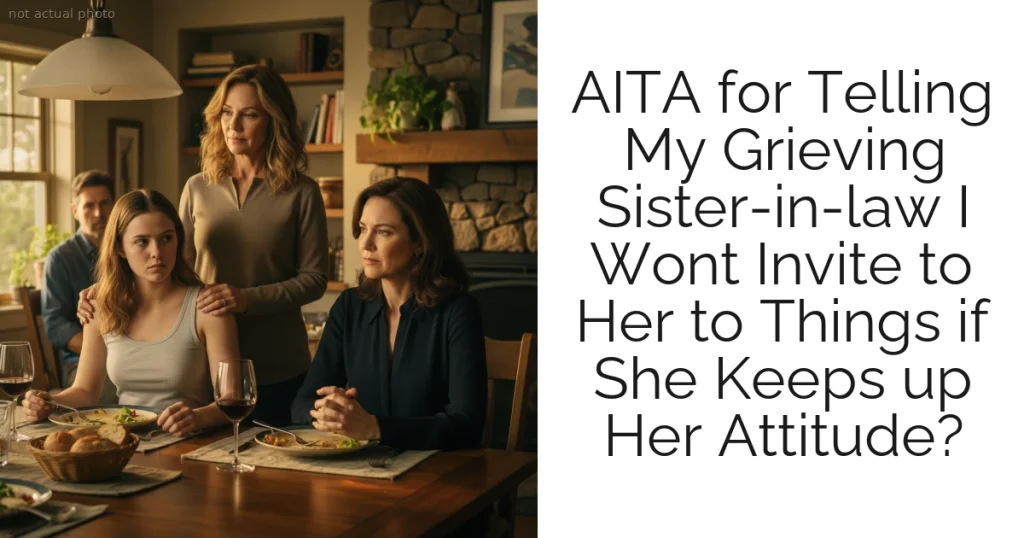AITA for Telling My Grieving Sister-in-law I Wont Invite to Her to Things if She Keeps up Her Attitude?